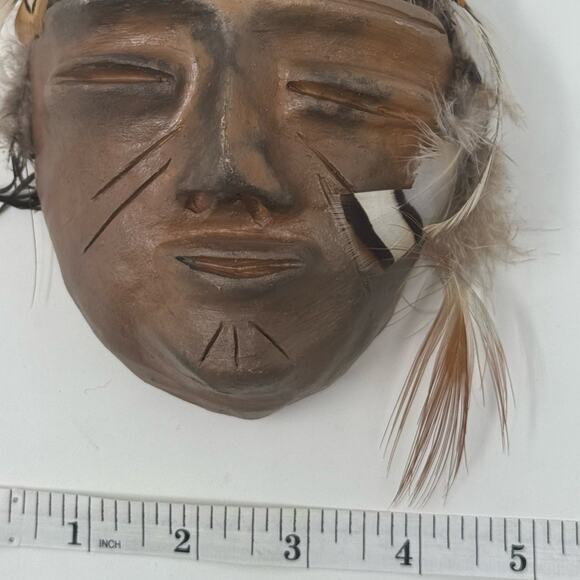 Handmade TerraCotta Clay Mask, Carved Cultural Hanging Decor - Picture 5 of 5